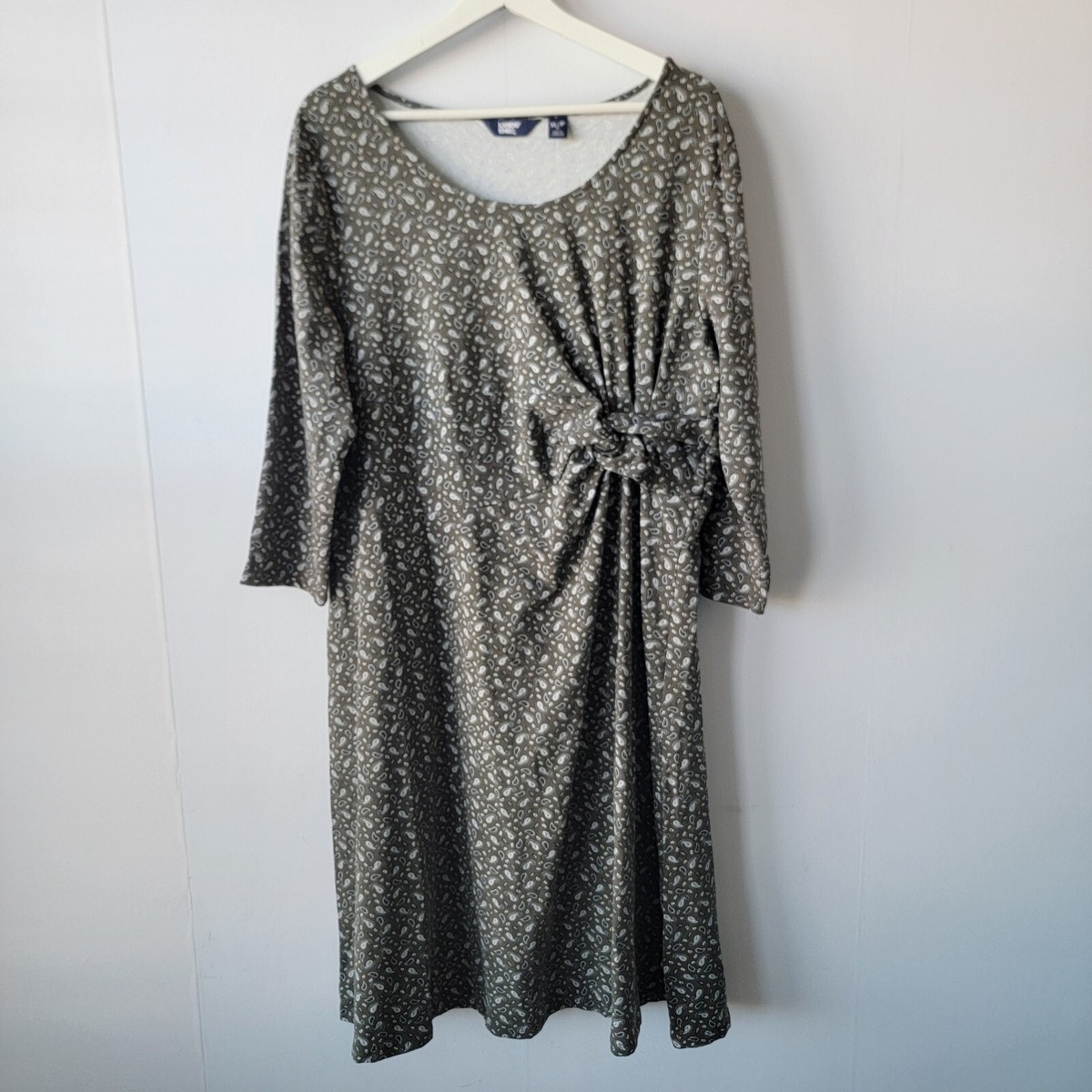 Lands' End Twist Front Fit & Flare Dress women sz 18 ScoopNeck 3/4length sleeves Lands' End Twist Front Fit & Flare Dress women sz 18 ScoopNeck 3/4length sleeves