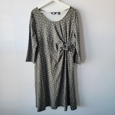 Lands' End Twist Front Fit & Flare Dress women sz 18 ScoopNeck 3/4length  sleeves | eBay