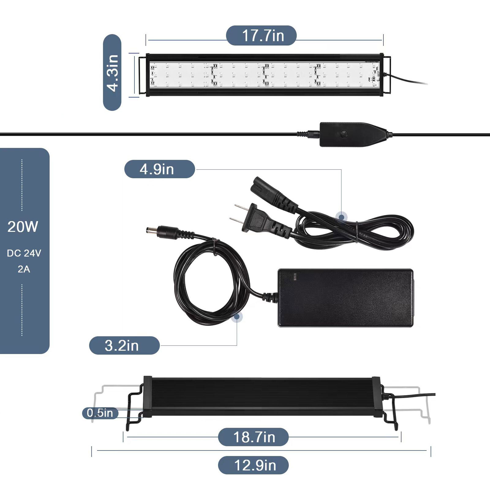 Smart APP dimmable LED Aquarium Light Full Spectrum Marine Lamp Fish
