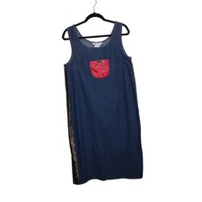 Nina Piccalino Vintage Denim dress 90  s Jumper Size Medium with Animal Print
