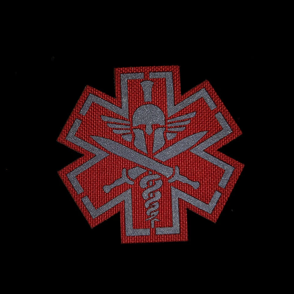 Reflective IR Spartan Power Medical MED Hook Loop Patch Emblem Fastener Badge - Image 4 of 4