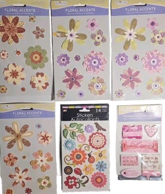 (6) DIMENSIONAL PAISLEY FLOWERS STICKERS LOT OF 6 PACKS BY MISS ELIZABETH'S 