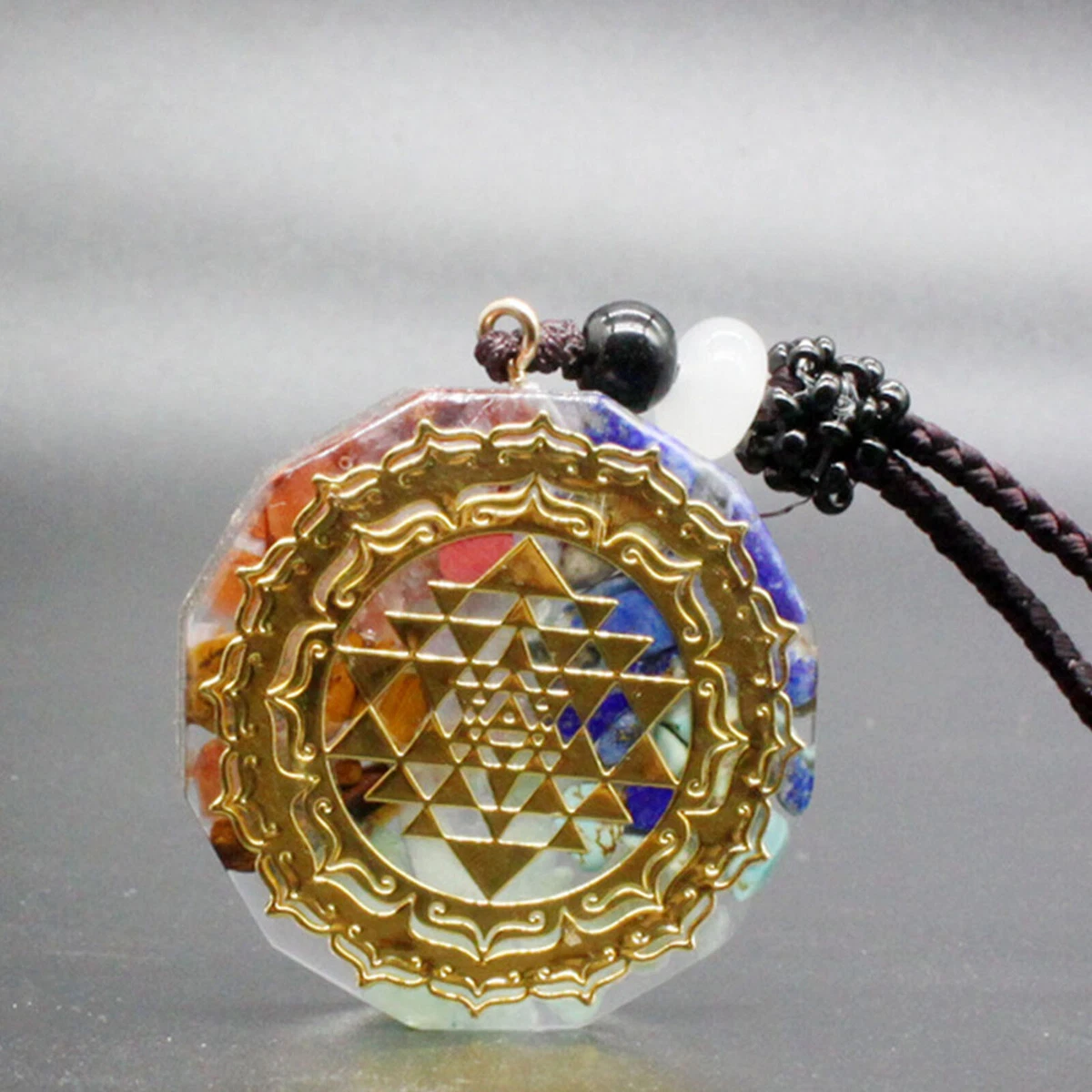 Orgonite Pendant Sri Yantra Necklace Sacred Geometry Chakra Energy