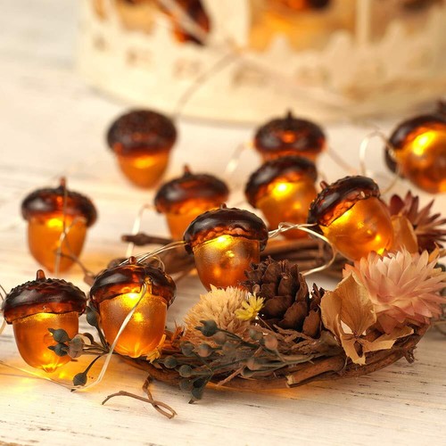 BOHON 3D Acorn Fall Decor Harvest String Lights Battery Powered with Remote a - Picture 3 of 5