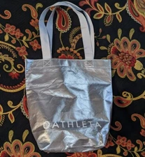 Athleta Tote Bag Reusable Grocery Bag Silver Lunch Gym