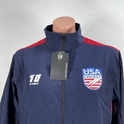 USA Cricket Athletic Jacket Full Zip T10 Sports Actiwear Blue Red
