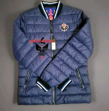 MOOSE KNUCKLES Beaugrand Bomber Jacket NAVY light weight puffer down navy coat