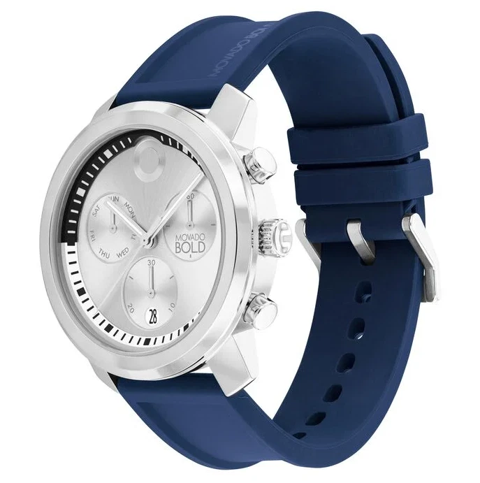 RELOJ PARA HOMBRES MOVADO 3601048 TREND PROPEL CRONÓGRAFO ESFERA PLATEADA SILICONA AZUL Foto 2 de 4