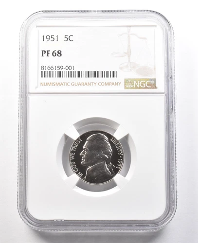 1951 Jefferson Nickel PF68 NGC PQ Cameo Contrast *8040