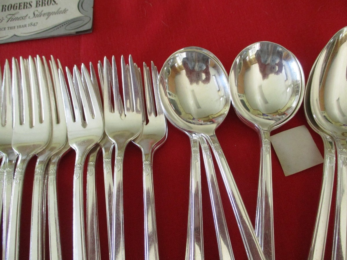 52) Pc. 1847 Rogers Silverplate Flatware Set, Service 8, 1937