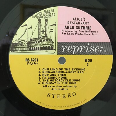 Arlo Guthrie Alice's Restaurant RS-6267 LP, 1967, Steamboat Label