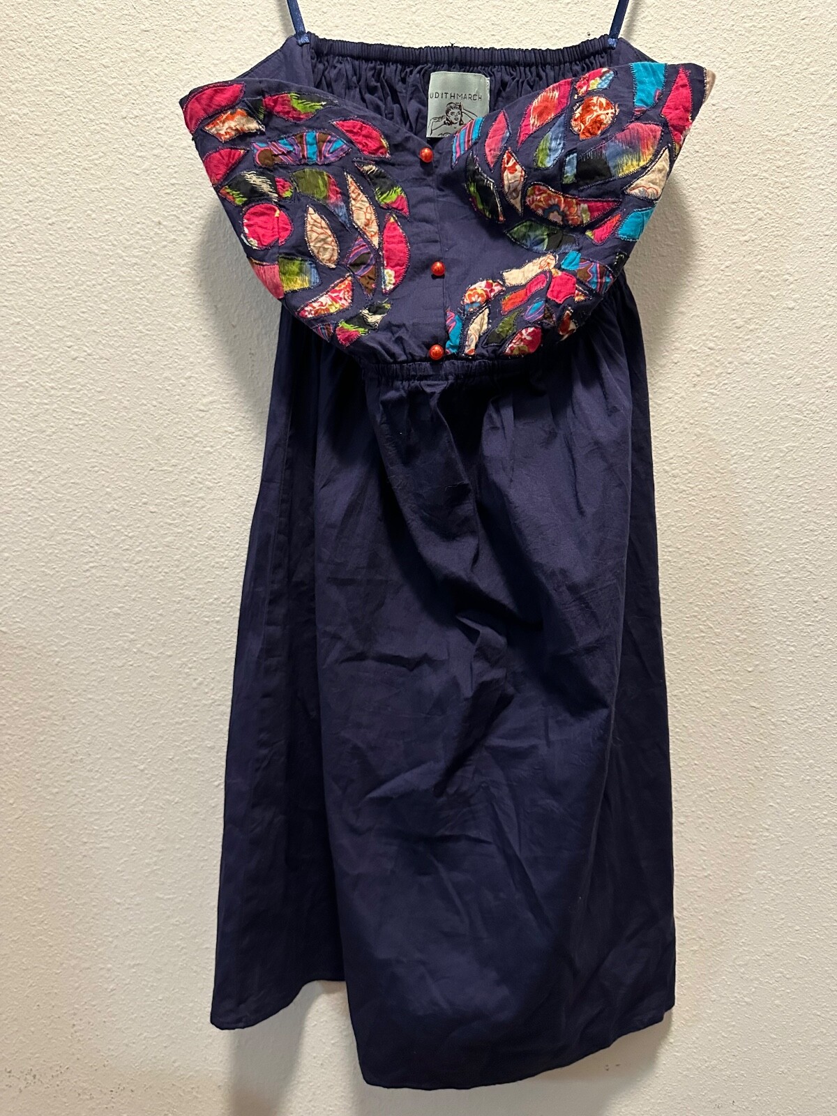 Vintage Judith March Strapless Patchwork dress, N… - image 1