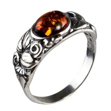 Sterling Silver and Baltic Honey Amber Ring "Dorota"