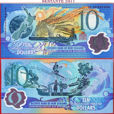 準未使用+　ニュージーランド　2000年　ミレニアム記念　ポリマー10ドル NEW ZEALAND 10 DOLLARS 2000 Polymer Commem. P 190b UNC free