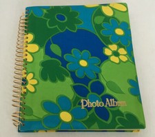 Vintage bright color groovy flower cover spiral bound photo album picture holder
