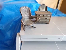 Lot 2 VTG 1970's Durham Industries Inc Miniature Diecast Metal Doll Furniture