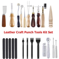 Pro Leather Craft Tools Punch Kit Stitching Carving Sewing Working Skiving Knife