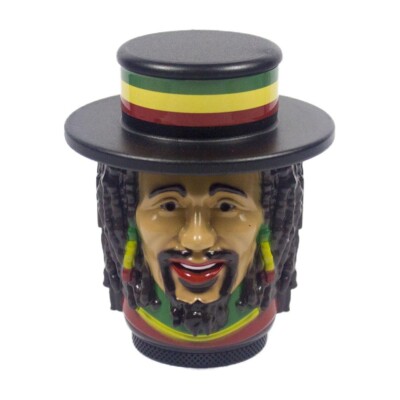 1.5'' Tobacco Herb Grinder Spice Herbal 4 PC Smoke Crusher 3D Rasta Man with Hat