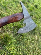 CUSTOM HANDMADE DAMASCUS STEEL VIKING BEARDED CAMPING HATCHET TOMAHAWK AXE