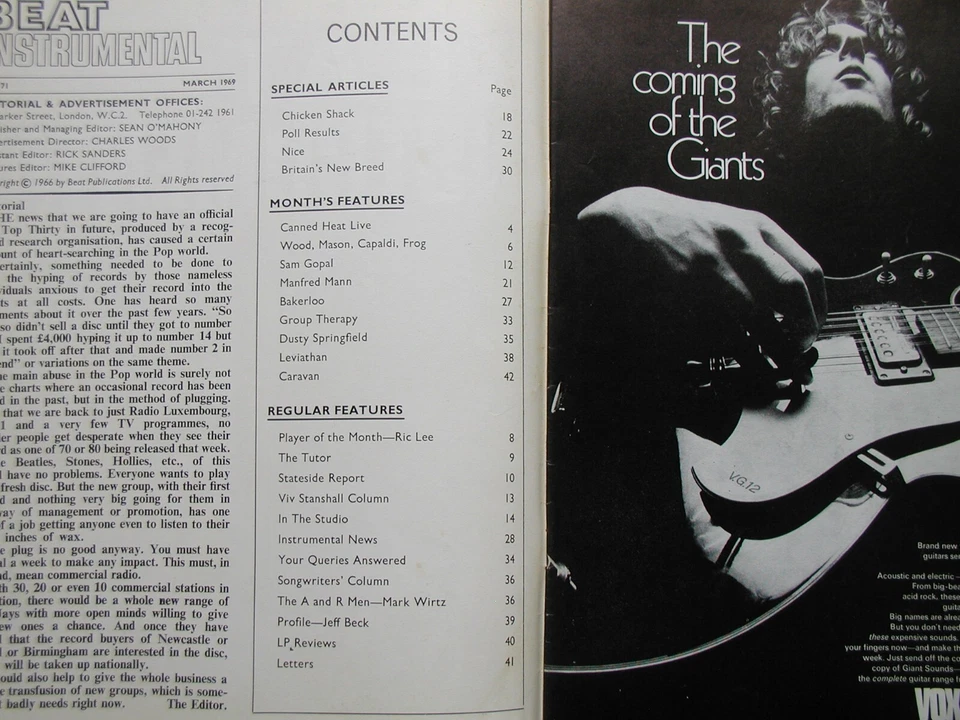 Beat Instrumental. No. 71. March 1969. Traffic, Sam Gopal, The Nice, Jeff Beck - Image 2 of 4