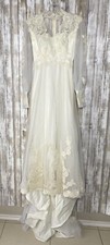 Vintage 1960  sUnbranded Ivory Lace Wedding Dress Gown Size 6
