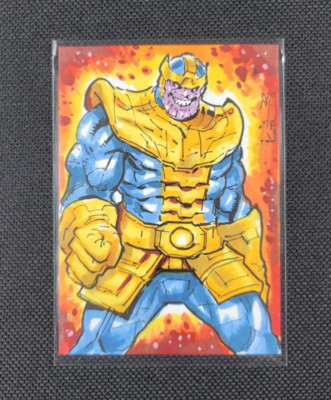2022 Marvel Thanos Hand Drawn Artist Sketch Card Signed Alex Kotkin 1/1 (2)