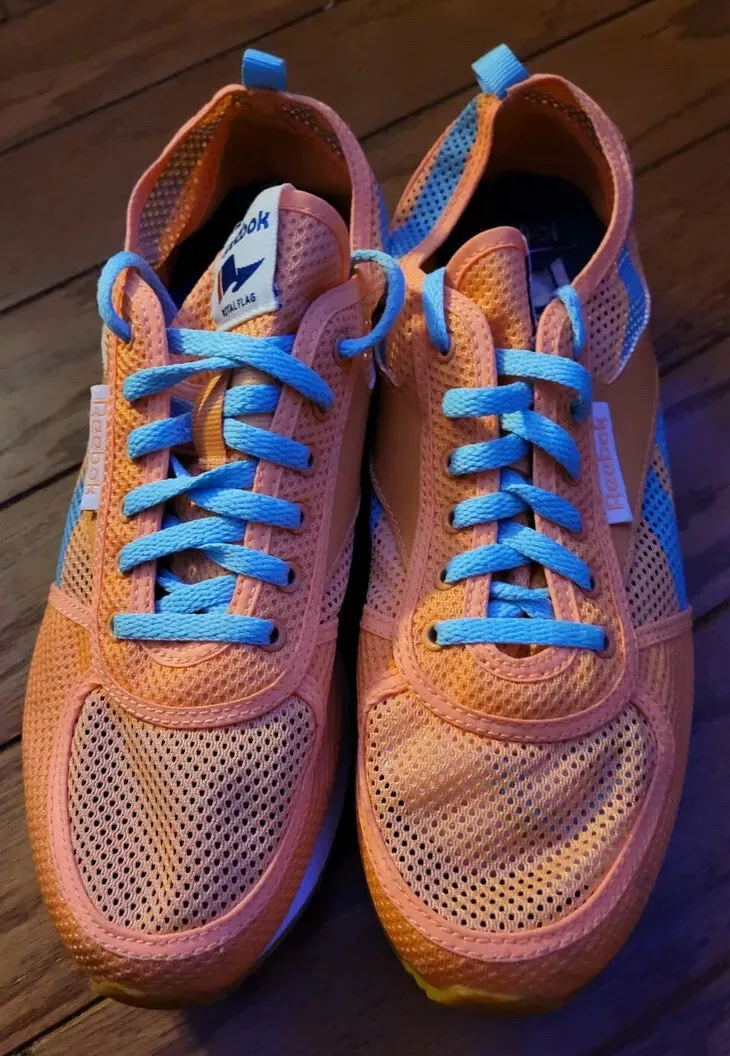 REEBOK Womens Royal Flag Ortholite Orange Blue Mesh Walking
