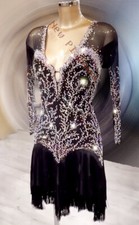 L2592 women ballroom Specialty Rhythm/ Latin dress UK 8 US 6 black sleeve