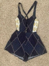 Women's Kendall & Kylie Woven Summer Shorts Romper Boho Tank Top, size small