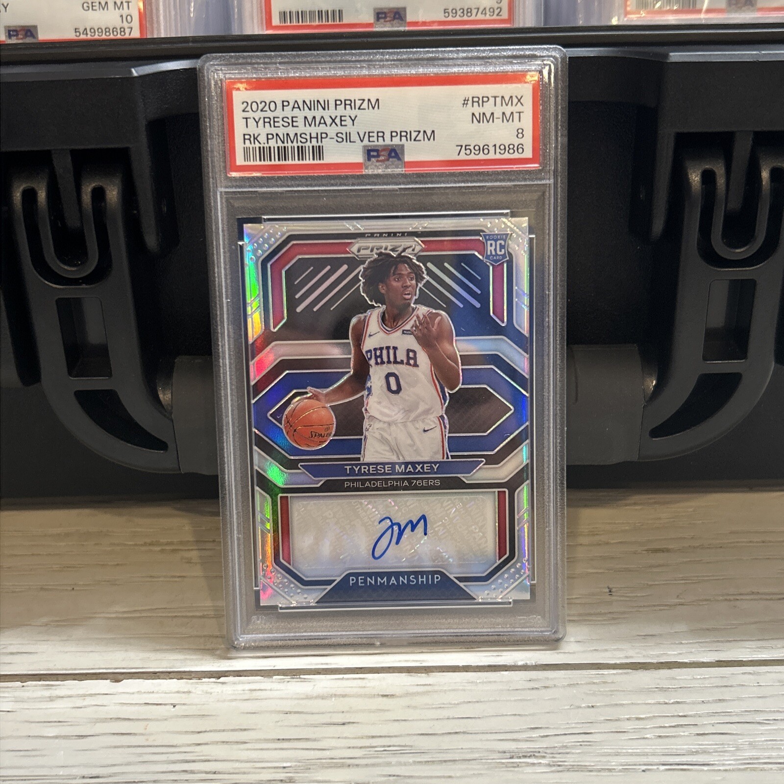Tyrese Maxey 2020 SILVER Prizm Rookie RC Auto Penmanship PSA 8