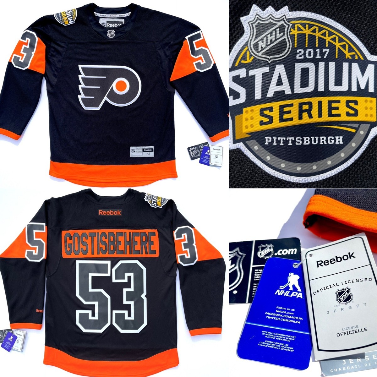 BNWT Philadelphia Flyers Jersey Stadium Series Shayne Gostisbehere Reebok  Black