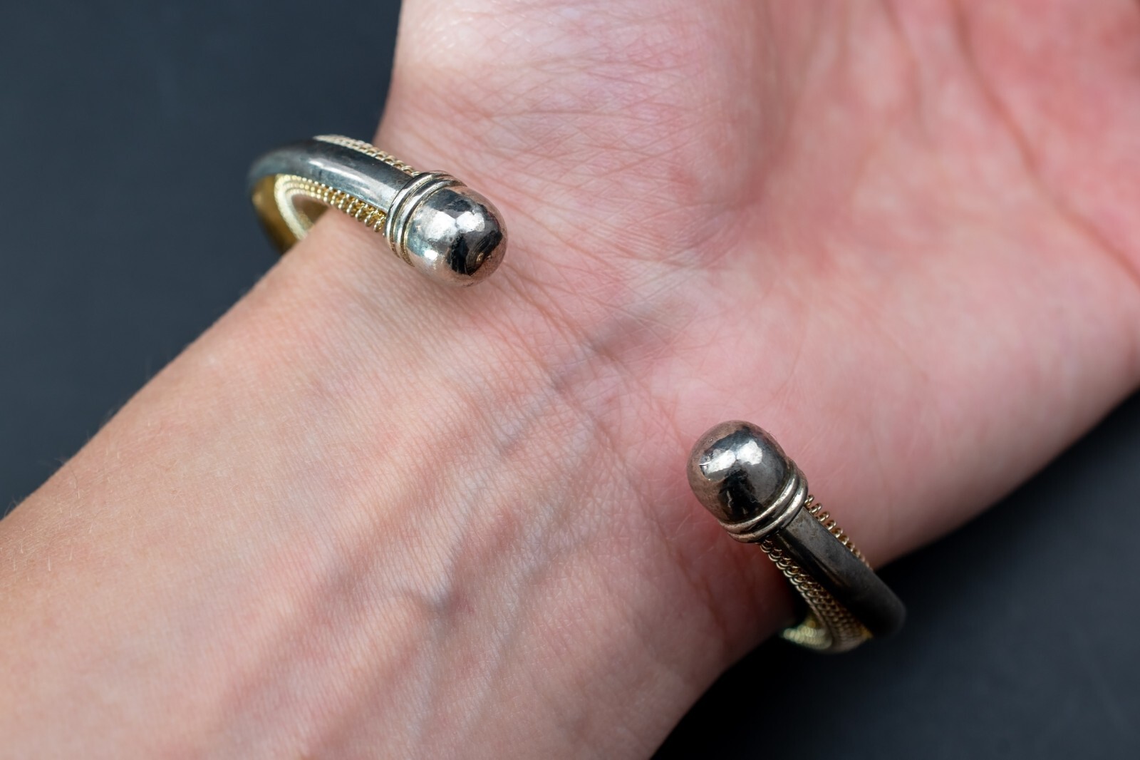 Mesh open bangle sterling silver, basic accent st… - image 3