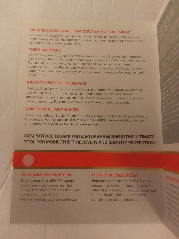 Computrace Lojack For Laptops Premium 1 Year Subscription Mac Version CD-ROM - Image 4 of 4