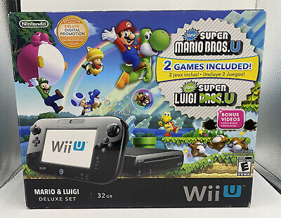 Nintendo Wii U Console New Super Mario Bros. U Bundle In Box w/ All Cables