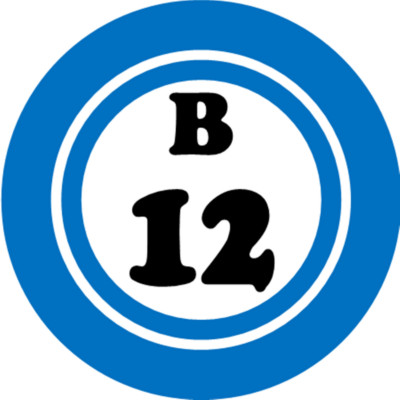 B 12 B12 Bingo Ball - 10 Pack Circle Stickers 3'' x 3'' - Hobby Number Board Lucky