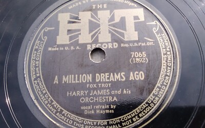 Harry James 78rpm Single 10-inch Hit Records #7065 A Million Dreams Ago