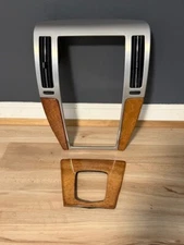 2008-2011 Cadillac STS Center Dash Radio and shifter Bezel Woodgrain/Silver 