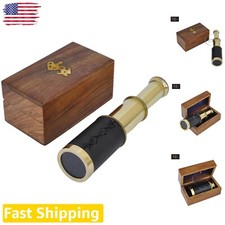Decorative Brass Telescope with Wooden Box - Ideal for Travel and Home Display