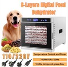 220/110V 8 Tier Food Dehydrator 24h Timer Fruit Jerky Dryer Stainless Steel Home