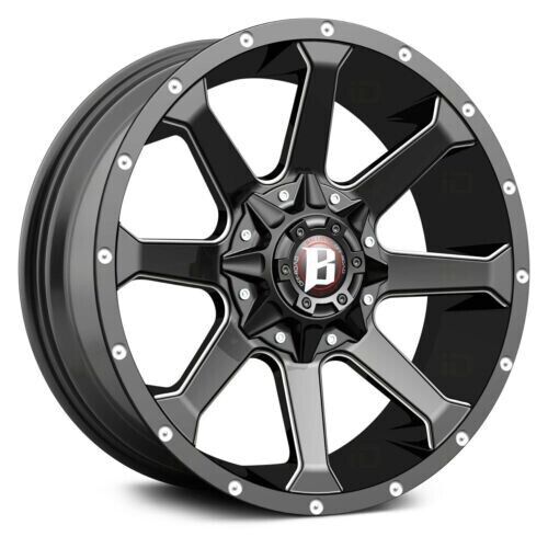971790050+00FBX 17x9 5x127/139.7 0 87CB Ballistic Hawk Flat Black & Milled
