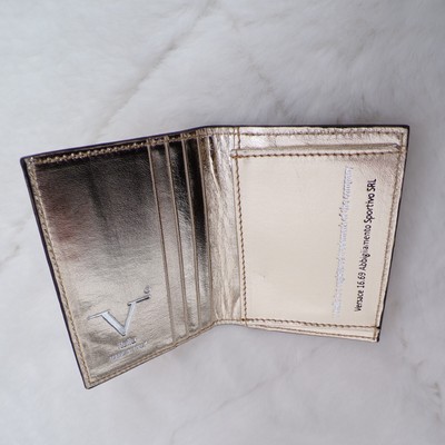 Versace Metallic Gold Croc Embossed Leather Bifold Wallet, Thin Italian  Luxury | eBay