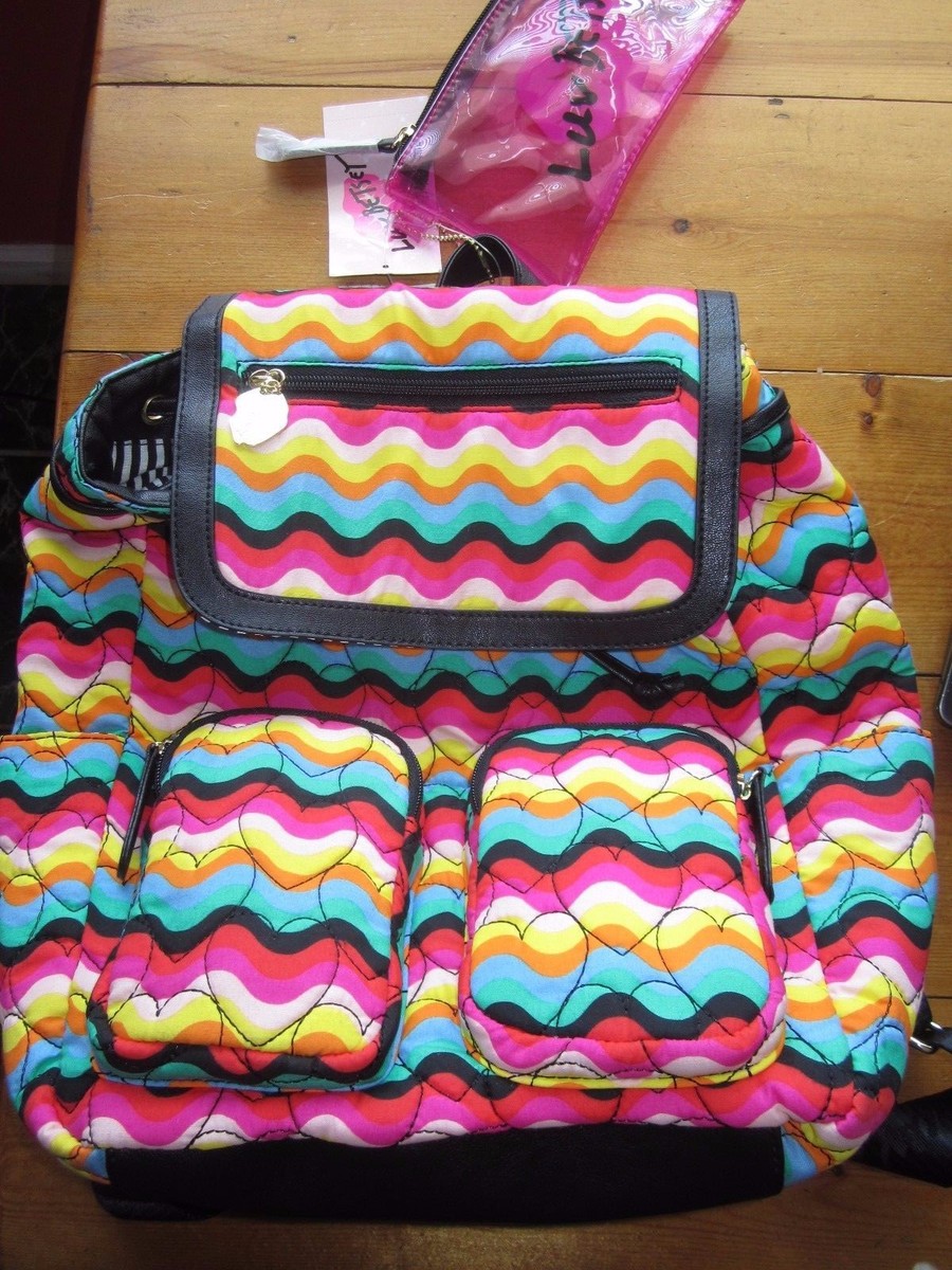 BETSEY JOHNSON RAINBOW HEART QUILTED COLLEGE SCHOOL BACKPACK  display picture 2