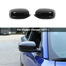 Black Side Door Mirror Covers Shell Cap Trim for Dodge Charger 2010+ Accessories