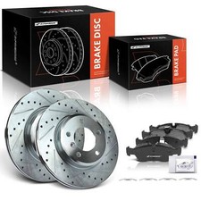 A-Premium Front Drilled Brake Rotors & Ceramic Brake Pad for BMW E46 325i 325Ci