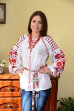 Ukrainian embroidered traditional cotton shirt for ladies, sorochka vyshyvanka