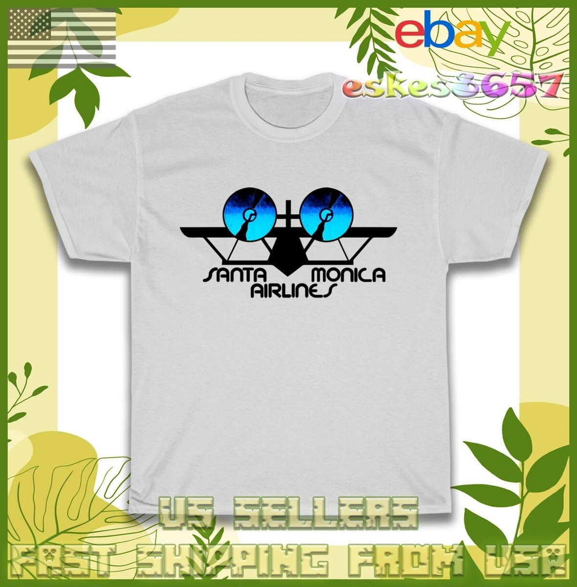New Santa Monica Airlines SMA Skateboard Company T-Shirt American
