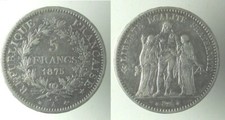 *TRIU* FRANCIA REPUBBLICA 5 FRANCHI 1875 A in ARGENTO