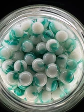 10x 5/8" Jabo Classics Marbles Lot White, Sea Green UV Reactive