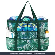 DOFOWORK Beach Bags for Women - Extra Large Mesh Beach Bag with 9 Pockets Ligh