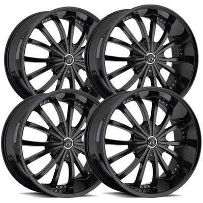(4) VCT V63 Mancini 22x8.5 5x4.5''/5x4.75'' +38mm Gloss Black Wheels Rims 22'' Inch